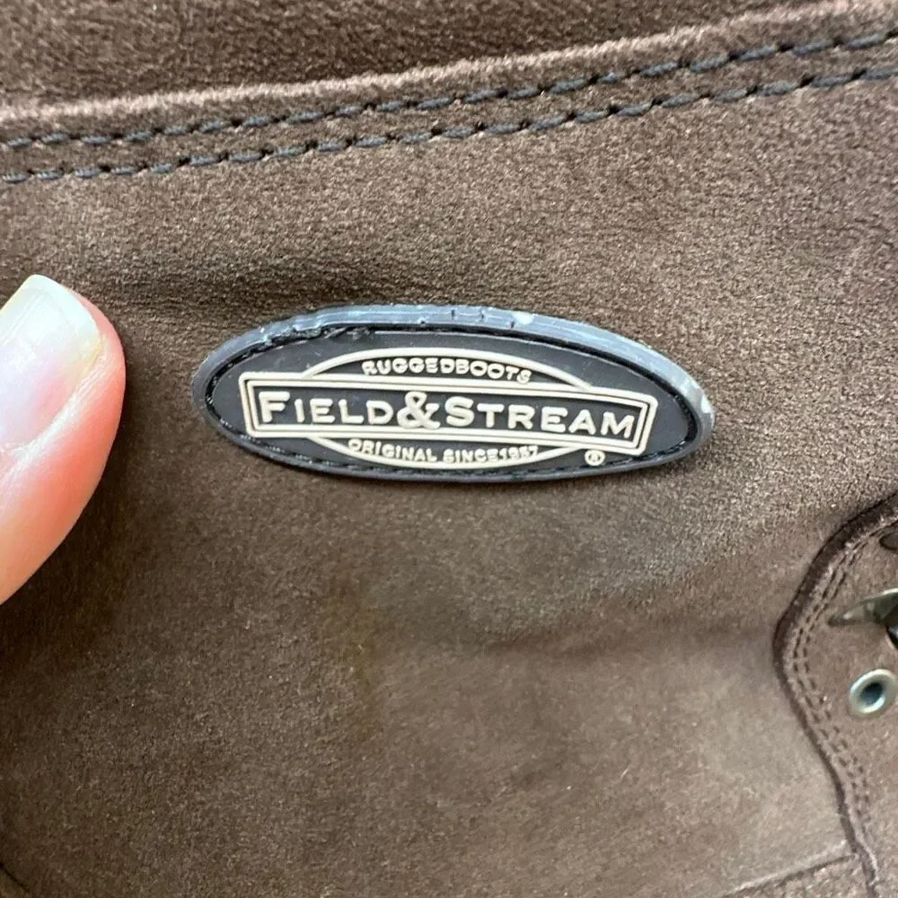 Field & Stream Duck Boots Brown Leather Round Toe Lace Up Thinsulate Lined Sz 10